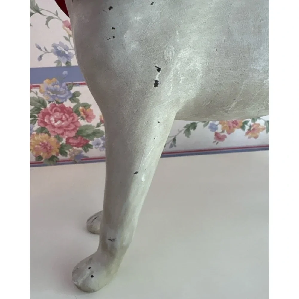 Rustic Standing Dog Figurine with Red Polka Dot Bandana Farmhouse Decor 14in - Picture 10 of 11